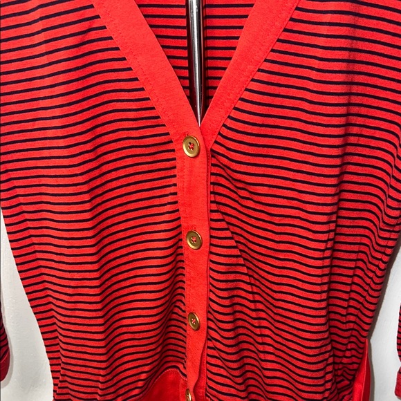 J. Crew Red and Black Striped Cardigan - Picture 5 of 6